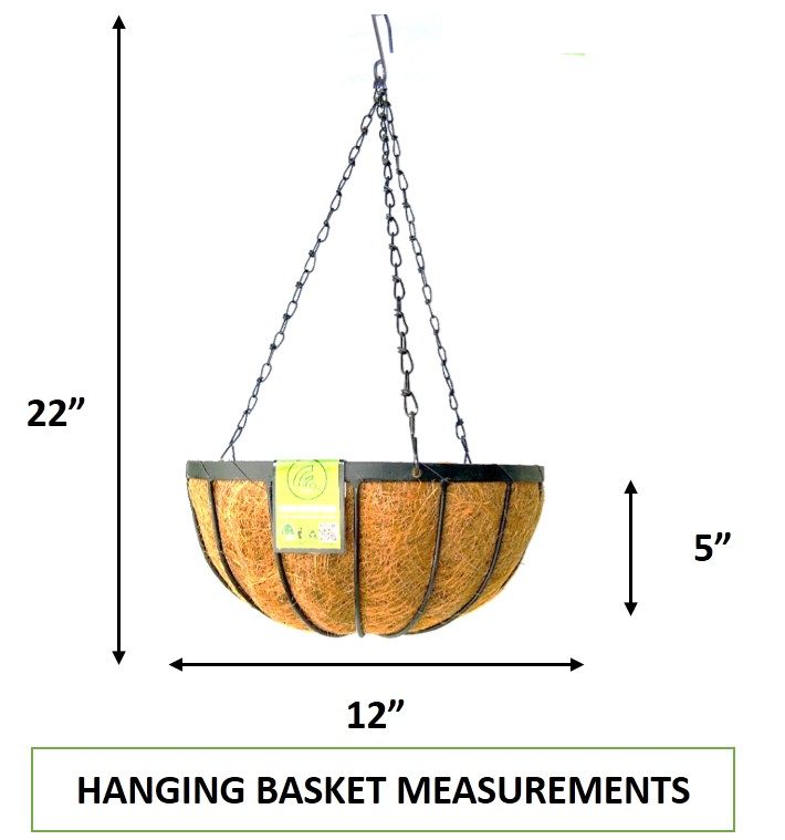 GEP 12″ Hanging Basket Coco coir with metal frame Garden and Home Décor Color Black (view 5)