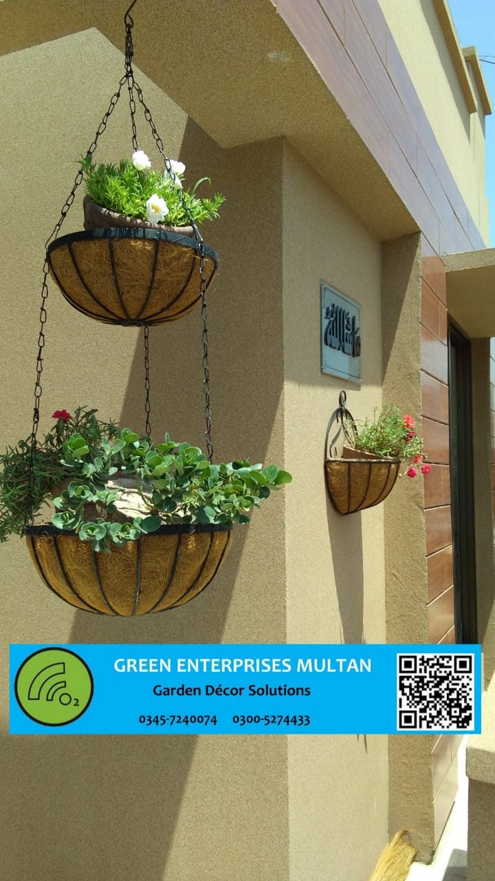 GEP Double Hanging Baskets with Coco liner Metal frame Color Black (view 3)