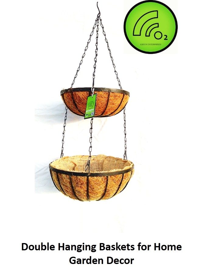 GEP Double Hanging Baskets with Coco liner Metal frame Color Black (view 6)