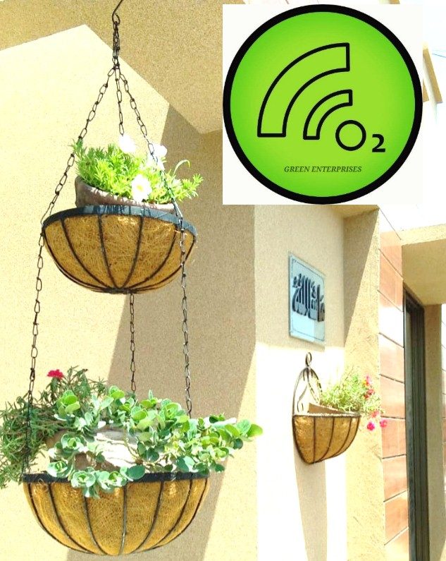 GEP Double Hanging Baskets with Coco liner Metal frame Color Black (view 4)