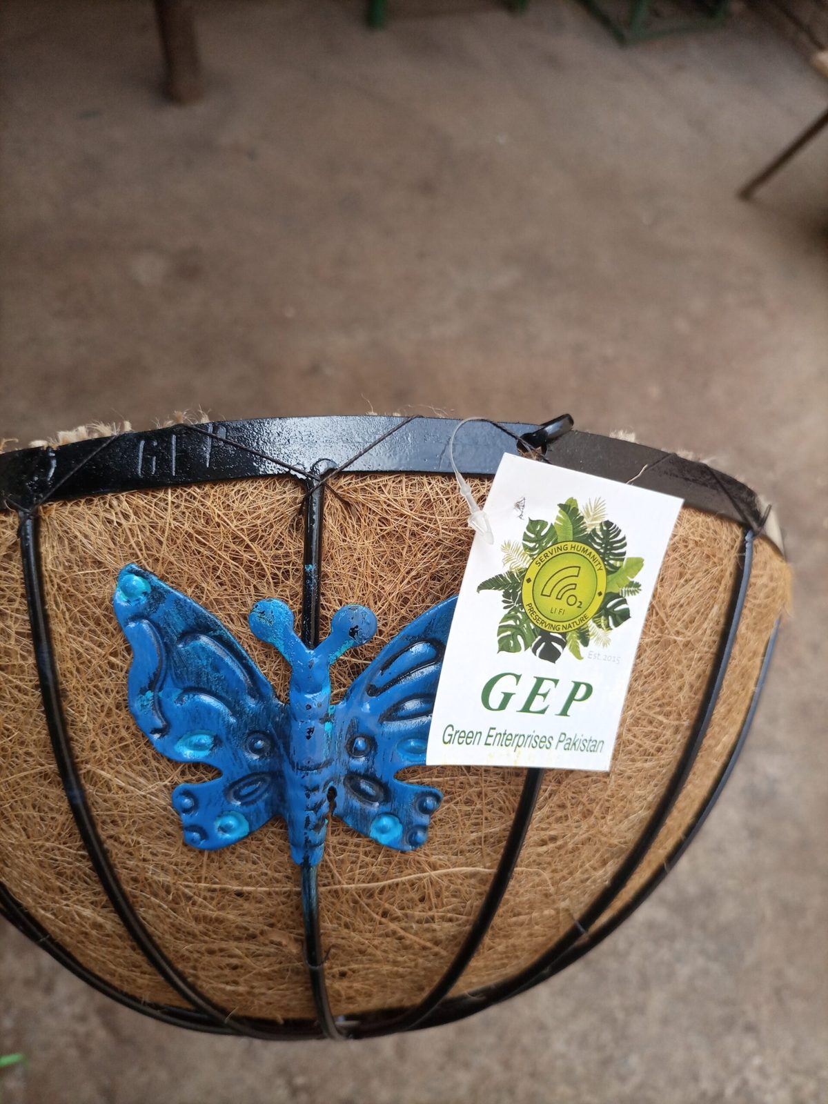 GEP 12″ Butterfly Garden Hanging Basket Coco coir with metal frame Garden and Home Décor (view 3)