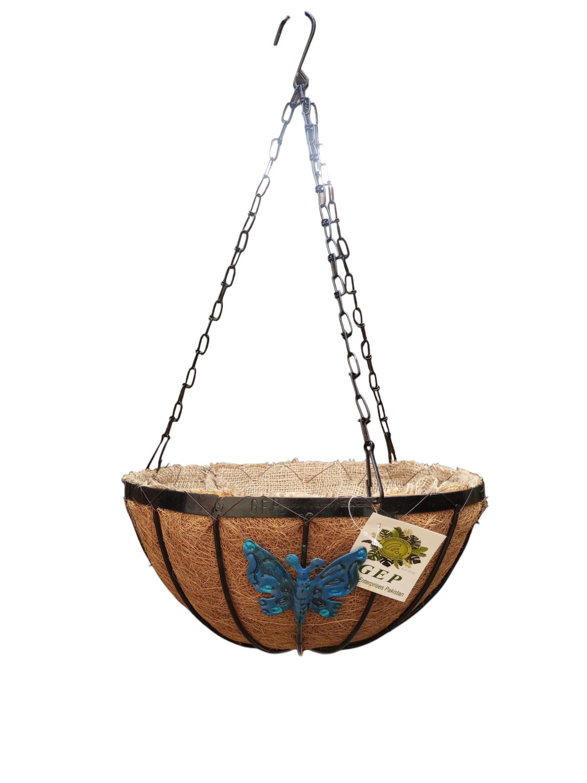 GEP 12″ Butterfly Garden Hanging Basket Coco coir with metal frame Garden and Home Décor (view 6)