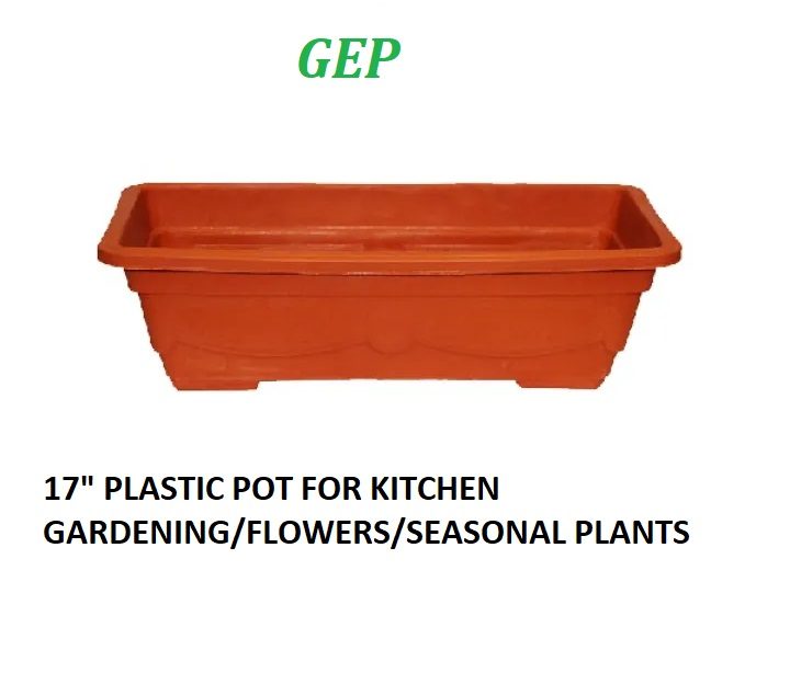 Rectangular Pot for Plants & flowers Strong Red Color Size 17 inches long for Kitchen Gardening