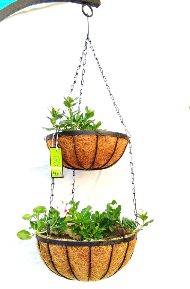 GEP Double Hanging Baskets with Coco liner Metal frame Color Black (view 8)